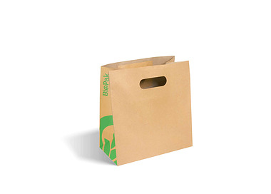 Carry Bag Kraft Small Die Cut Handle 270 x 280 x 145mm 250/Pkt