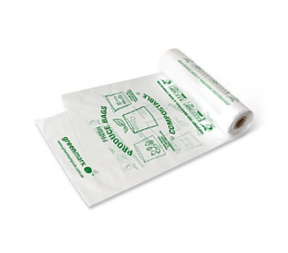 Produce Roll Compostable Clear/Green 450 x 250 x 100mm 6/Ctn