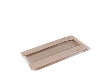 Paper Bag PTD With Window Brown 390 x 200 x 110mm 500/Pkt