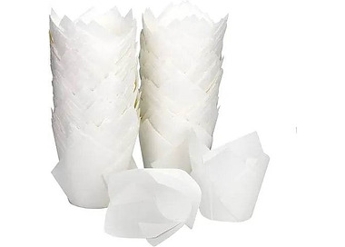 Muffin Wrap Tulip Parchment White 50 Base x 50/70mm 100/Pkt 50Slv/Ctn