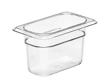 Cambro Food Pan Polycarbonate 1/9 Size 100mm D Clear 6/Ctn