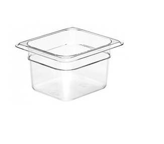 Cambro Food Pan Polycarbonate 1/6 Size 100mm D Clear 6/Ctn