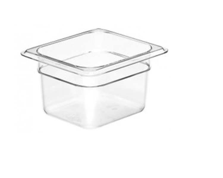 Cambro Food Pan Polycarbonate 1/6 Size 100mm D Clear 6/Ctn