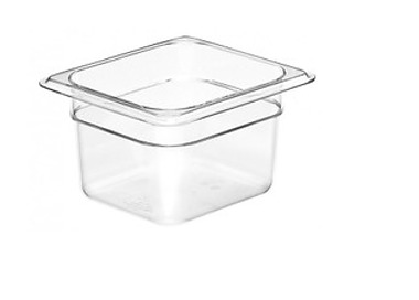 Cambro Food Pan Polycarbonate 1/6 Size 100mm D Clear 6/Ctn