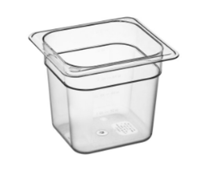 Cambro Food Pan Polycarbonate 1/6 Size 150mm D Clear 6/Ctn