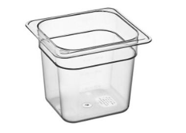 Cambro Food Pan Polycarbonate 1/6 Size 150mm D Clear 6/Ctn