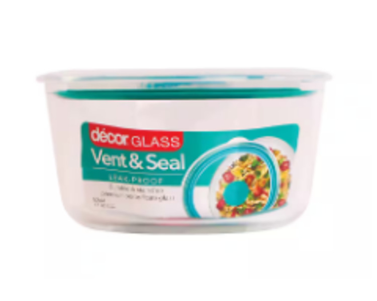 Decor Vent & Seal Glass Round Container 500ml 6/Ctn