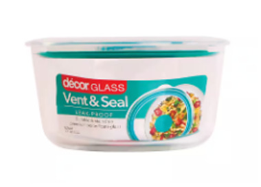 Decor Vent & Seal Glass Round Container 500ml 6/Ctn