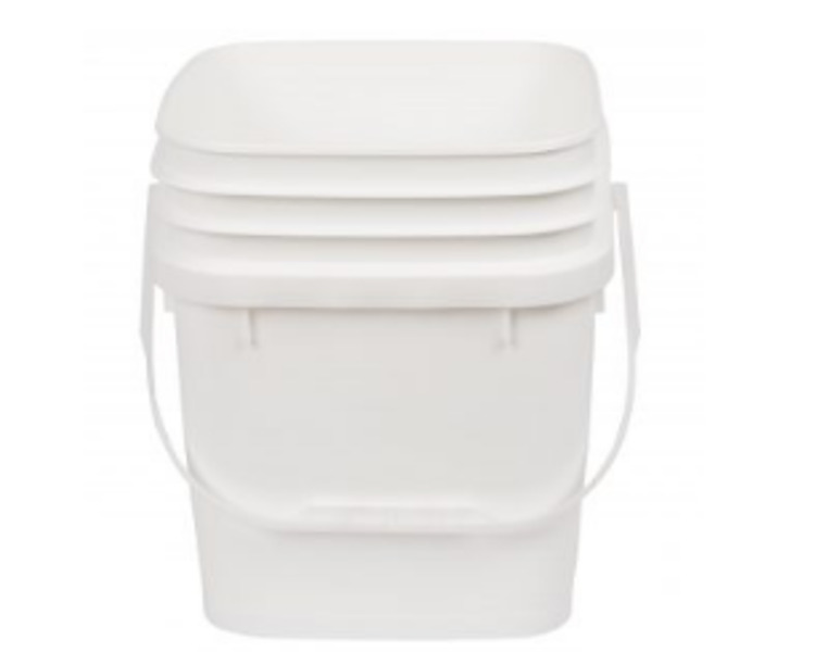 Pail Square With Lid White 15Ltr