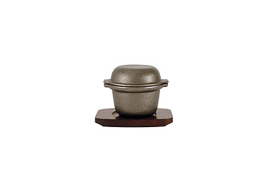 Garlic Prawn Pot Cast Iron With Wood Base 115 x 90mm 12/Ctn