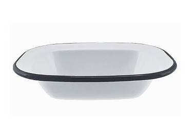 Falcon Enamelware Pie Dish White With Black Rim 16cm 12/Ctn