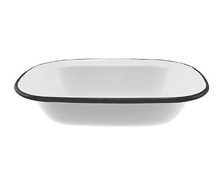 Falcon Enamelware Pie Dish White With Black Rim 20cm 12/Ctn