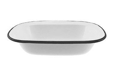 Falcon Enamelware Pie Dish White With Black Rim 20cm 12/Ctn