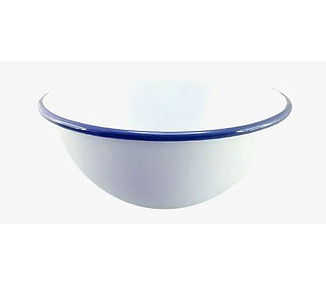 Falcon Enamelware Deep Pudding/Cereal Bowl White/Blue Rim 16cm 12/72