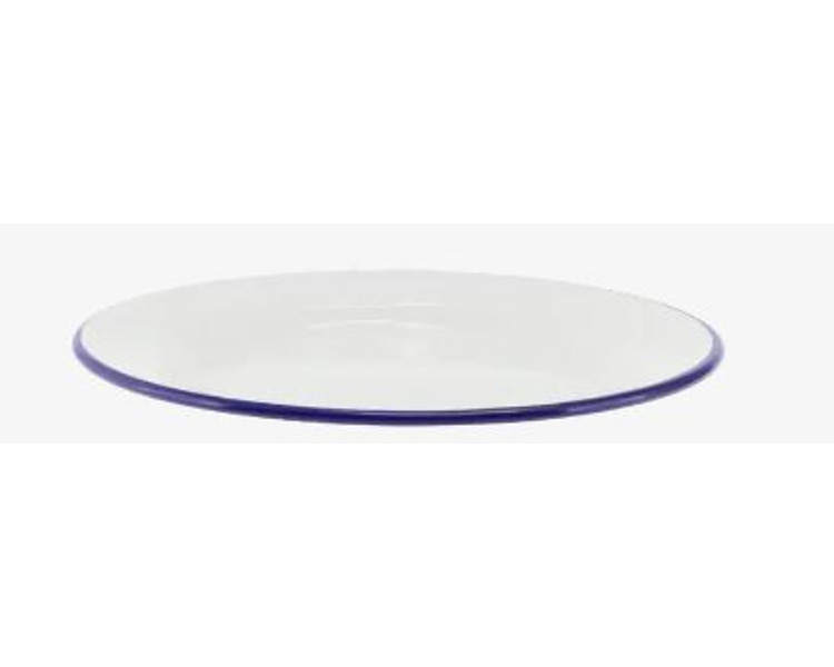Falcon Enamelware Side Plate White With Blue Rim 20cm 12/120