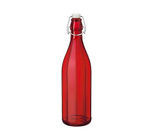 Bormioli Rocco Oxford Water Bottle Swing Top Red 1000ml 12/Ctn