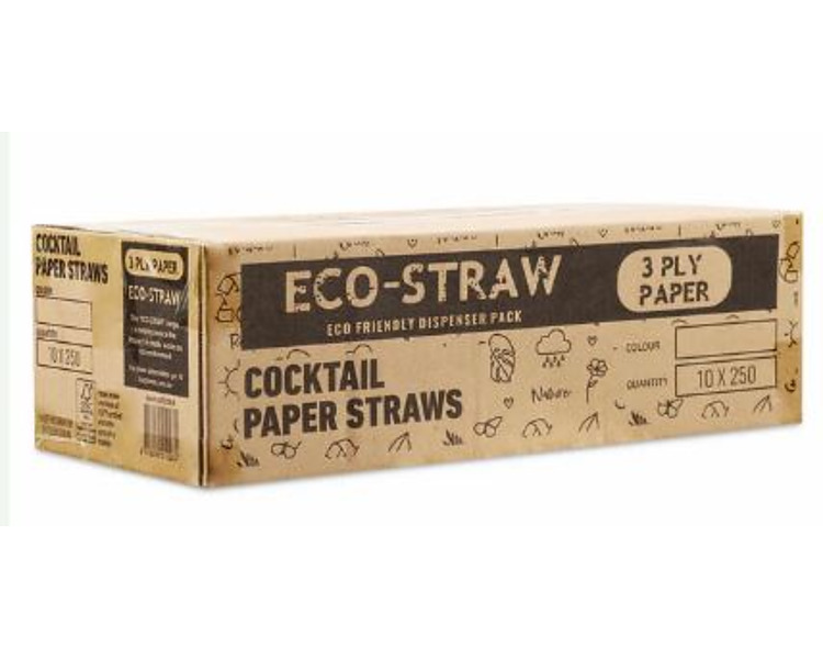 Bygreen Paper Straw Cocktail Black 6mm 2500/Ctn