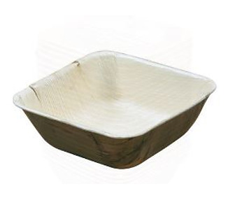 Palm Leaf Bowl Square 130mm 25/Pkt 4Pkt/Ctn