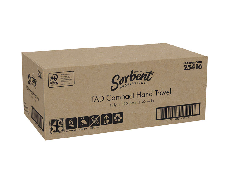 Sorbent TAD Compact Hand Towel 120Sheets 20/Ctn
