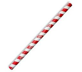 Biopak Paper Straw Jumbo Red & White Stripe 2500/Ctn
