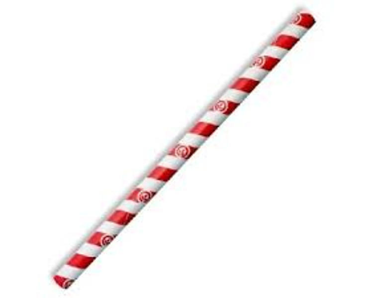 Biopak Paper Straw Jumbo Red & White Stripe 2500/Ctn