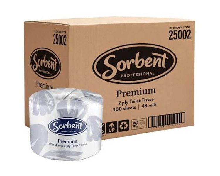 Sorbent Premium Toilet Paper 2Ply 300Sheet 48/Ctn