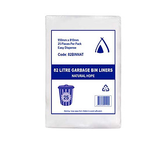 Bin Liner HD Natural 82Ltr 1000 x 520mm 250/Ctn