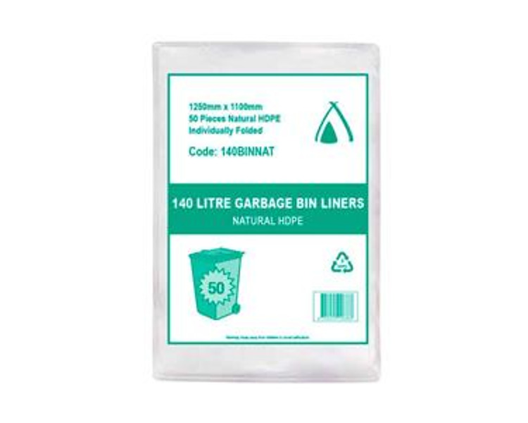 Bin Liner Natural 140Ltr 1250 x 1100mm 200/Ctn