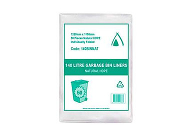 Bin Liner Natural 140Ltr 1250 x 1100mm 200/Ctn
