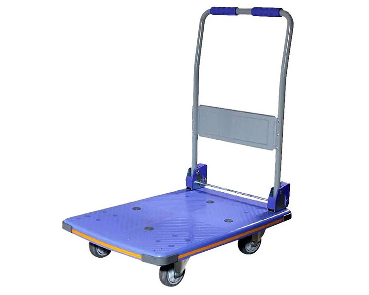 Trolley Flatbed Foldable Plastic Blue Base 150Kg Weight Load 720 x 480 x 875mmH