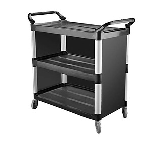Trolley Utility 3 Tier Closed Sides Black 500 x 1020 x 960mm