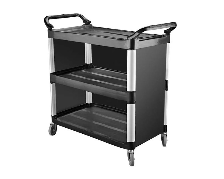 Trolley Utility 3 Tier Closed Sides Black 500 x 1020 x 960mm