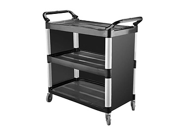 Trolley Utility 3 Tier Closed Sides Black 500 x 1020 x 960mm
