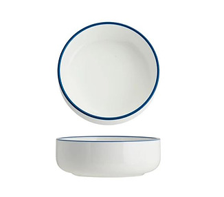 Tablekraft Core Round Deep Bowl White With Blue Rim 130 x 45mm 6/48
