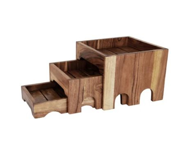 Chef Inox Serve Acacia 3-Tier Nesting Buffet Riser Set