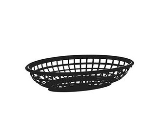 Coney Island Plastic Oval Basket Black 240 x 150 x 50mm 12/36