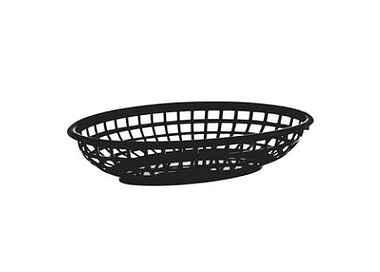 Coney Island Plastic Oval Basket Black 240 x 150 x 50mm 12/36