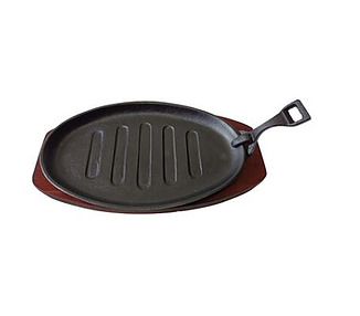 Steak Sizzle Plate & Wooden Board 290 x 180mm